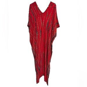 MALA red & blue tie dye beach cover up caftan